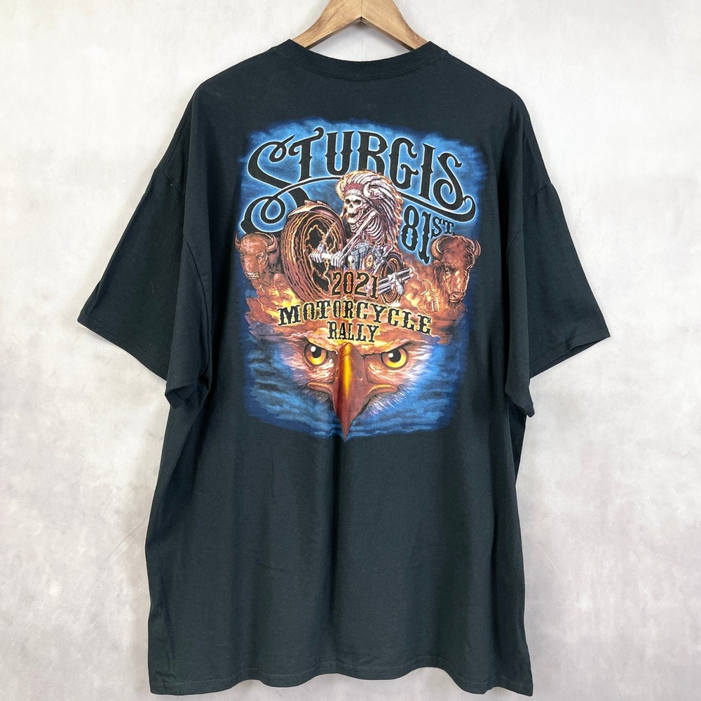 Sturgis 2021 Motorcycle Rally T-Shirt Men 2XL Buffalo Skeleton Biker Graphic Tee